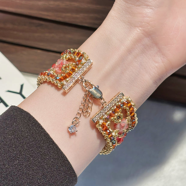 Peach Blossom Window Grille Bracelet | 4-Hour Handwoven TOHO Bead Jewelry