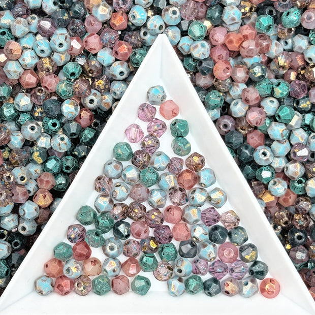 Mixed 4mm Picasso Bicone Glass Beads | Retro Customized colours for Jewelry Making