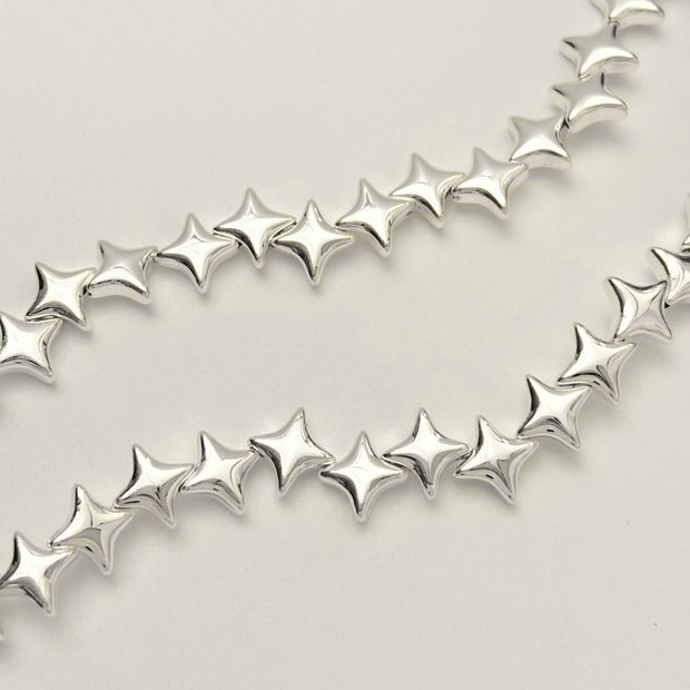 Metallic Single Hole 10mm Four-Point Star Beads, DIY Jewelry Loose Beads