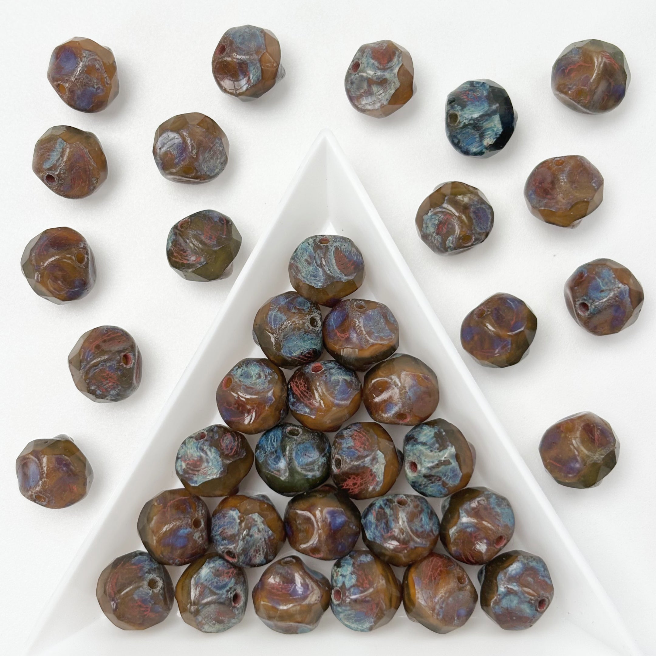 (CZ6) 10mm Czech Glass Earthy Brown Meteorite Beads For DIY Jewelry Making