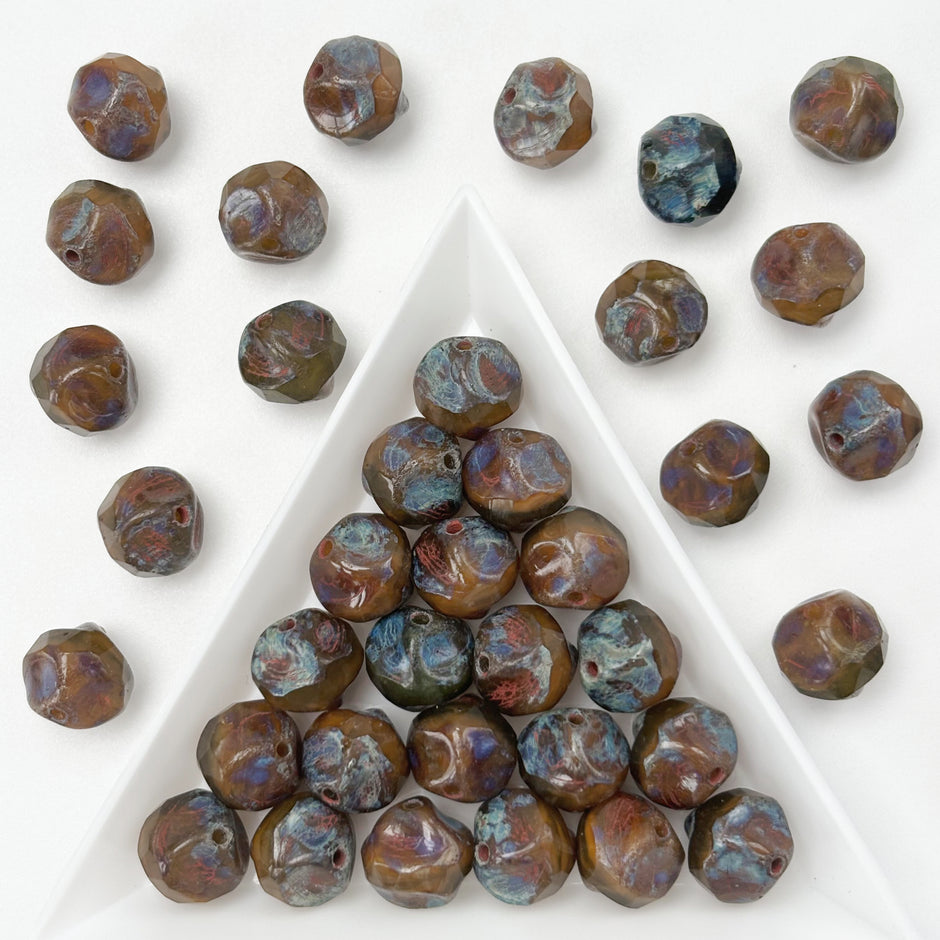 (CZ6) 10mm Czech Glass Earthy Brown Meteorite Beads For DIY Jewelry Making