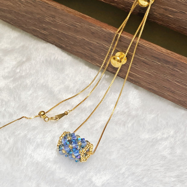 Azure Crystal | TOHO Seed Bead & K9 Crystal Cluster Pendant Necklace