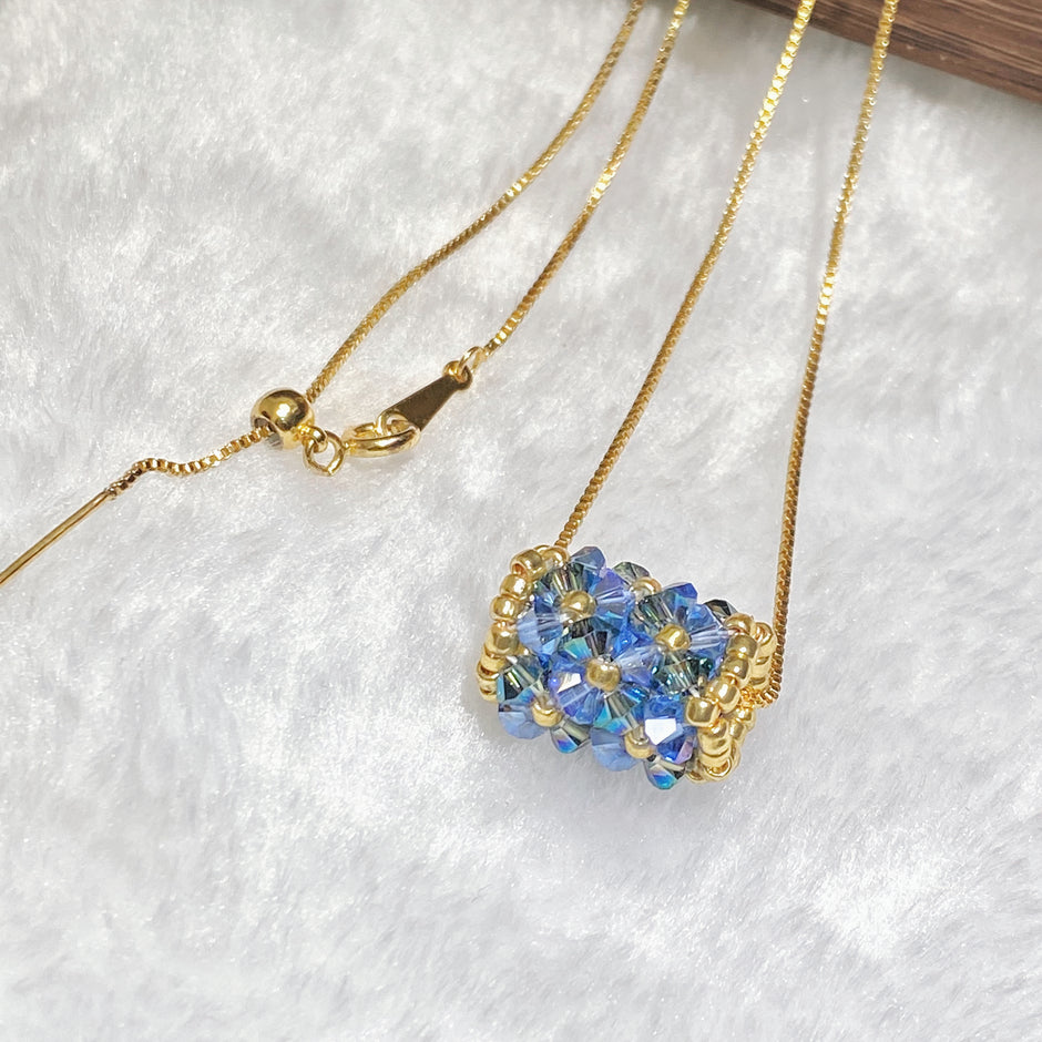 Azure Crystal | TOHO Seed Bead & K9 Crystal Cluster Pendant Necklace