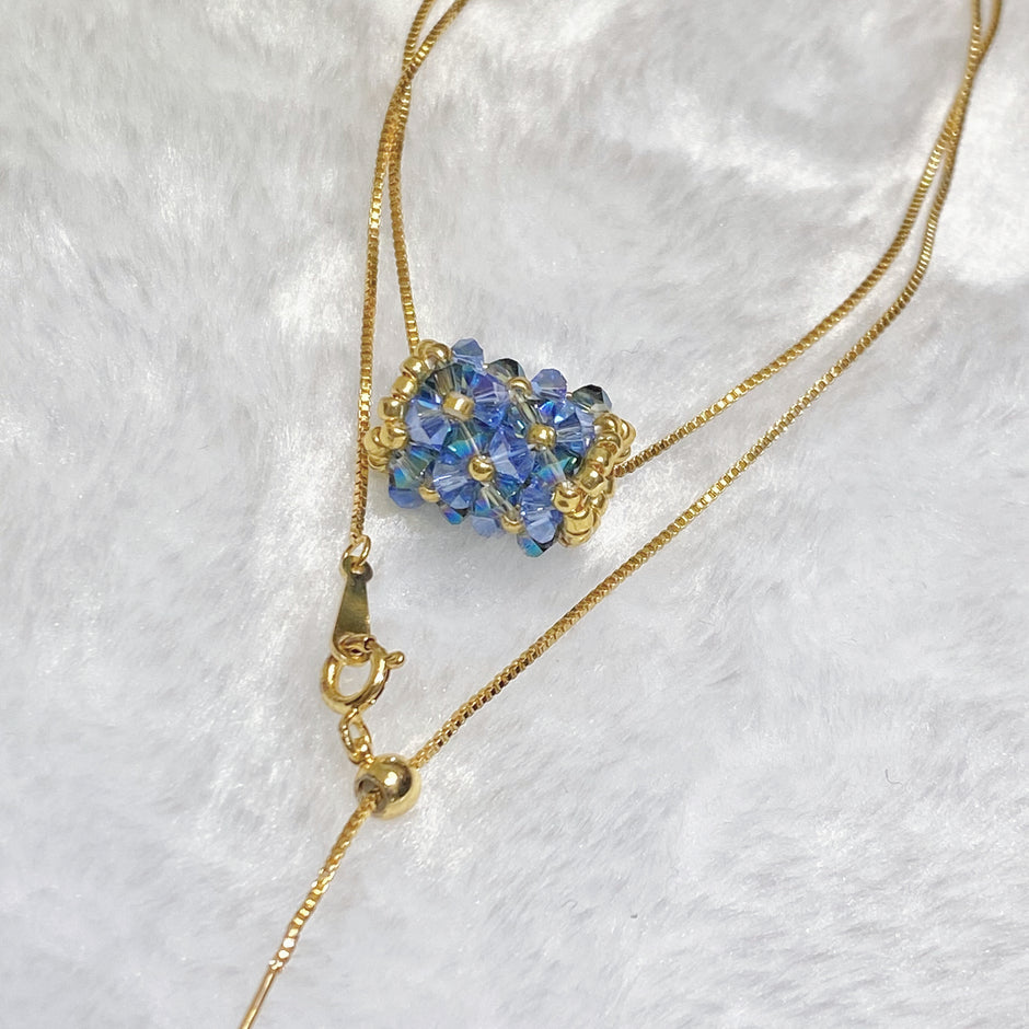 Azure Crystal | TOHO Seed Bead & K9 Crystal Cluster Pendant Necklace