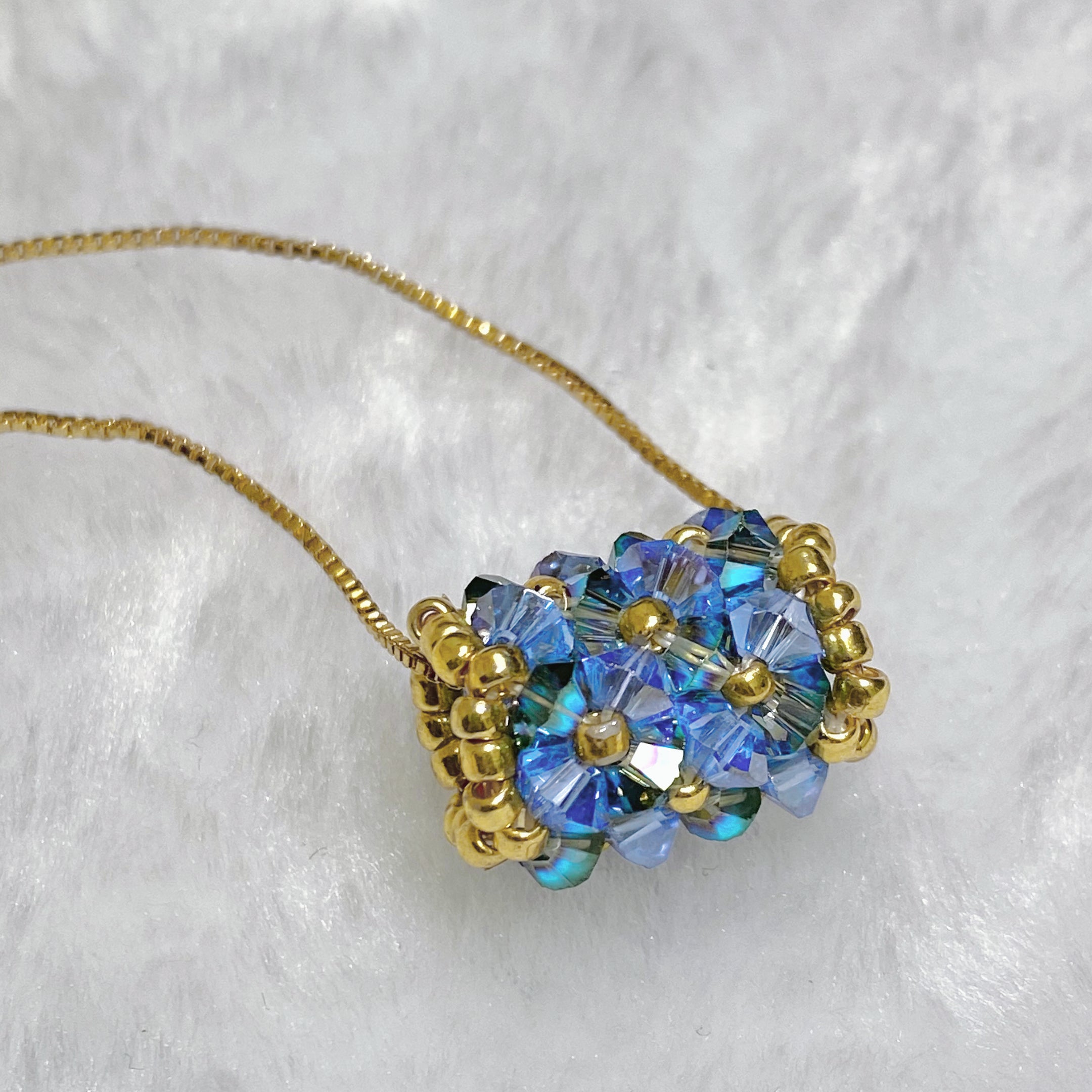 Azure Crystal | TOHO Seed Bead & K9 Crystal Cluster Pendant Necklace