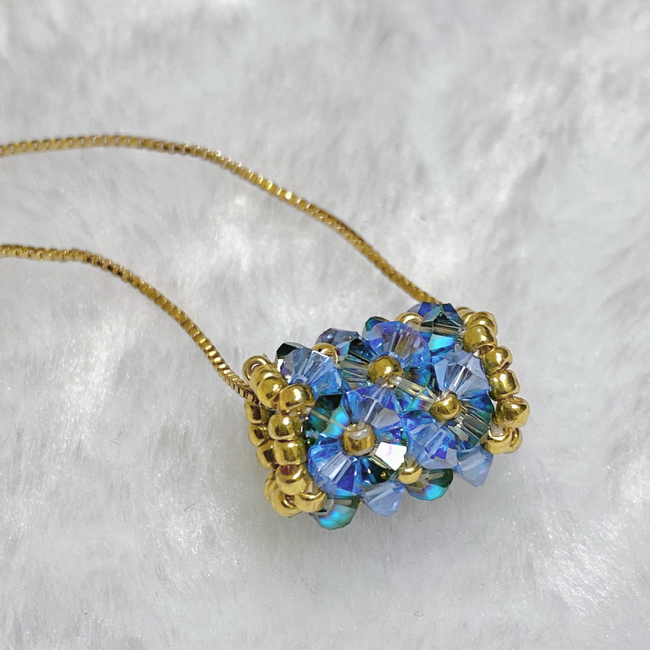 Azure Crystal | TOHO Seed Bead & K9 Crystal Cluster Pendant Necklace