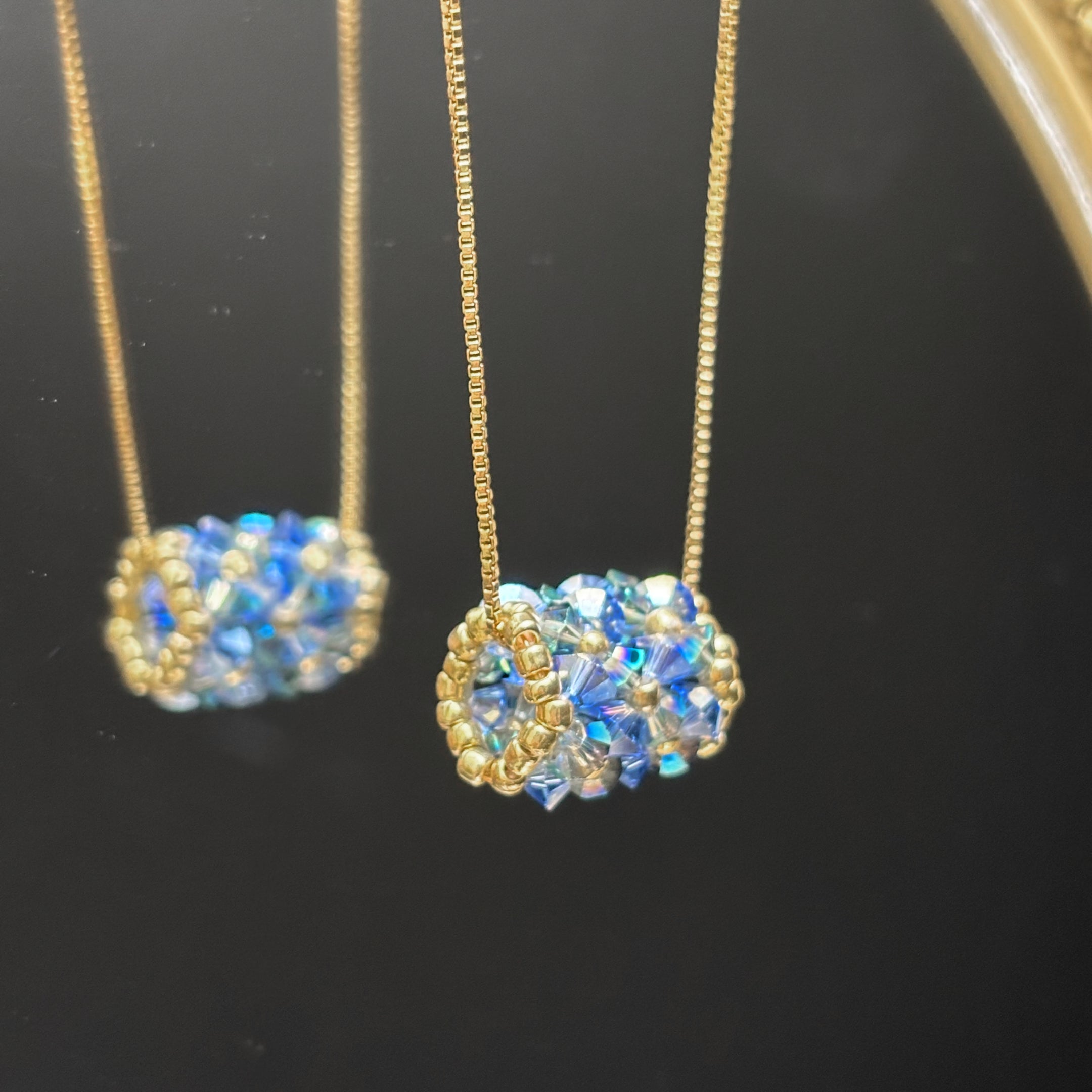 Azure Crystal | TOHO Seed Bead & K9 Crystal Cluster Pendant Necklace
