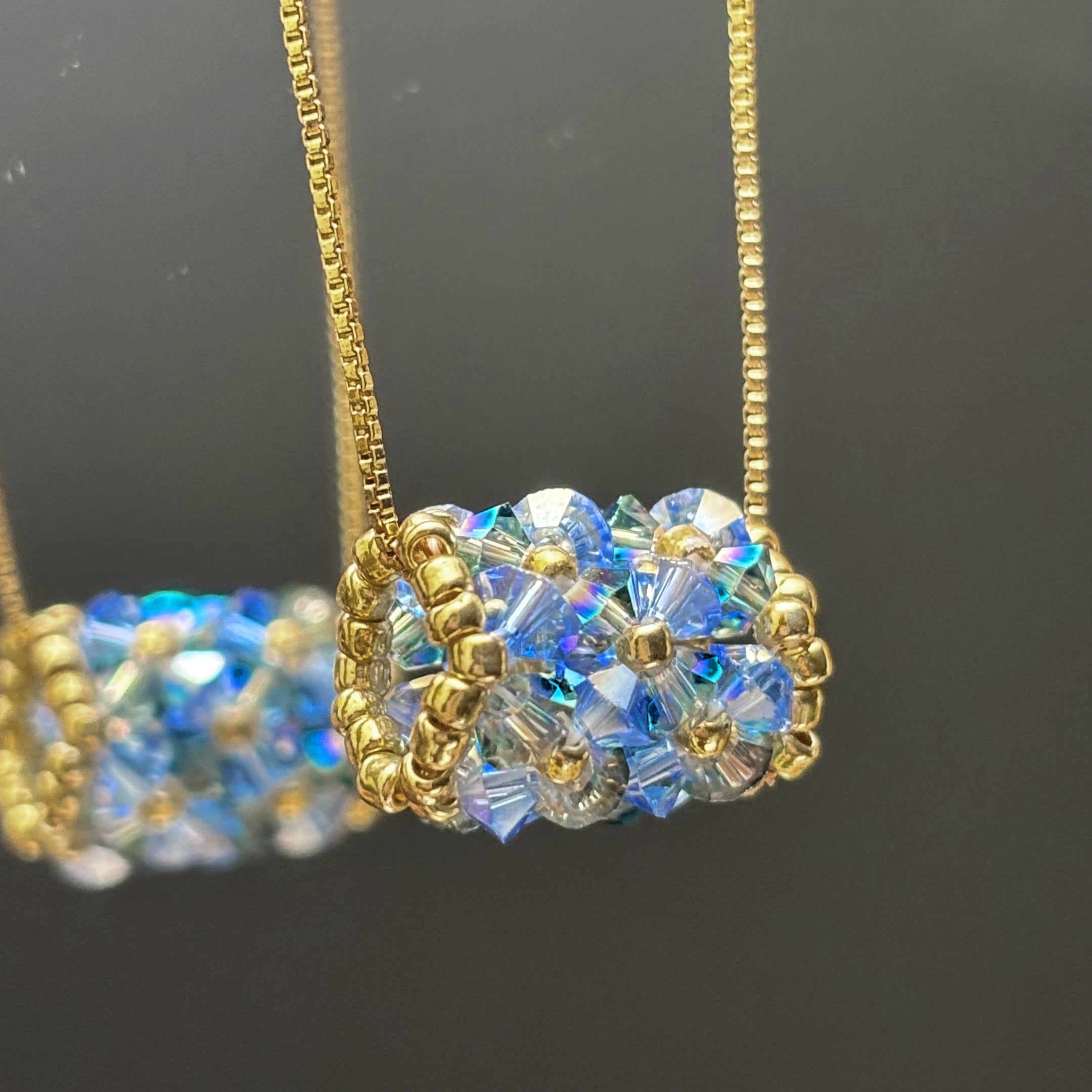 Azure Crystal | TOHO Seed Bead & K9 Crystal Cluster Pendant Necklace