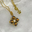 Reversible Citrine & Sapphire Crystal Pendant - TOHO Miyuki Bead Weave