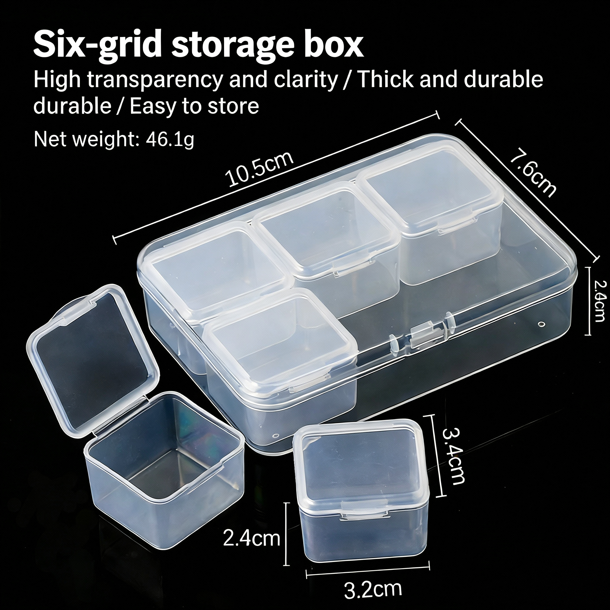 (B5) Transparent 6 Grid Storage Container for Small Craft Accessories