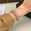 Elegant Pink Lace Bracelet | Dreamy Crystal Pearl & Zirconia Beadwork with Miyuki Bugle Accents