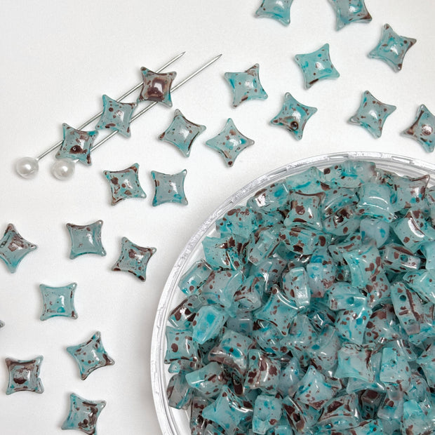 Picasso Style 2-Hole Four-Pointed Star Glass Beads - Custom Colorway