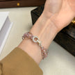 Elegant Pink Lace Bracelet | Dreamy Crystal Pearl & Zirconia Beadwork with Miyuki Bugle Accents