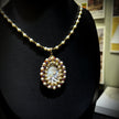 Cameo Goddess | Black Mother-of-Pearl Pendant Necklace with Swarovski Pearls & TOHO Seed Beads