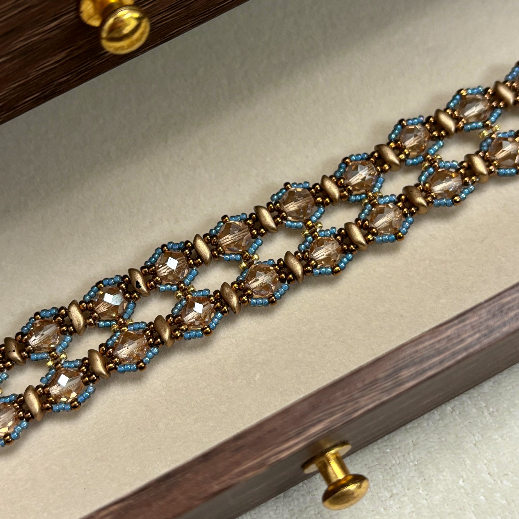 Royal Empress Bracelet | Storm-Duo Czech Glass & 18K Gold Plated Blue Zircon Clasp