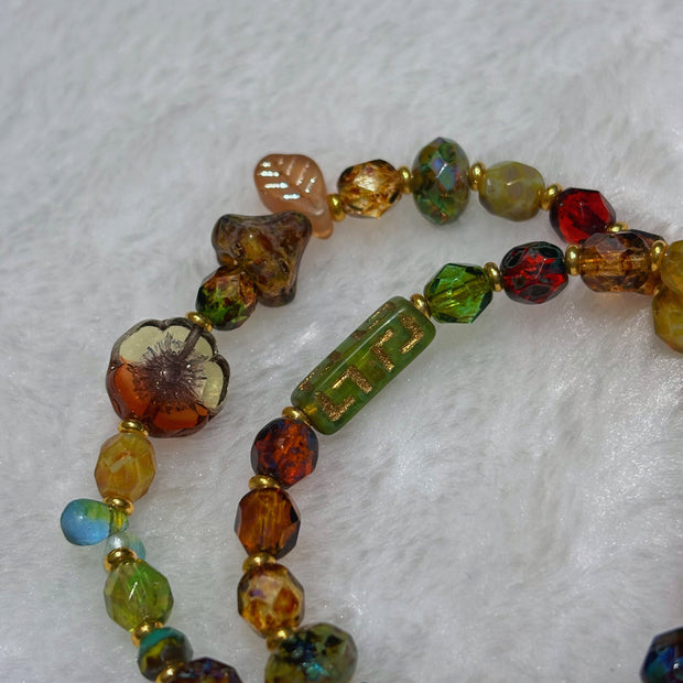 Convertible Fire-Polished Czech Glass Jewelry - Dual-Wear Choker & Double Layer Bracelet