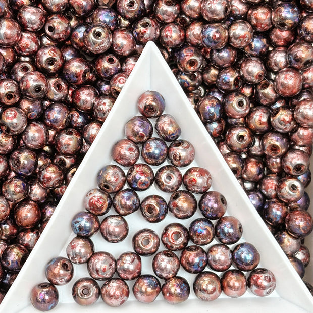 Picasso 6mm Glass  Round beads-Vintage Style Pearly Beads For DIY Jewelry Making