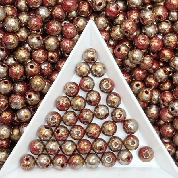 Picasso 6mm Glass  Round beads-Vintage Style Pearly Beads For DIY Jewelry Making