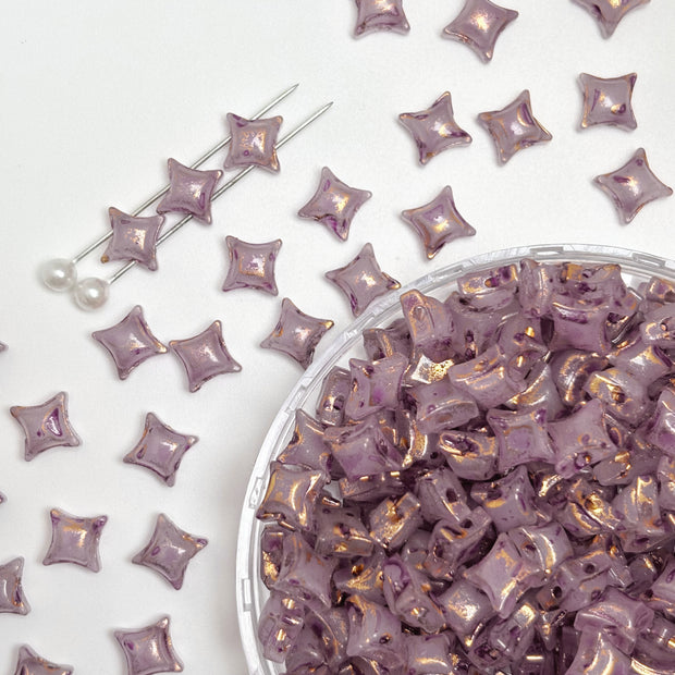 Picasso Style 2-Hole Four-Pointed Star Glass Beads - Custom Colorway