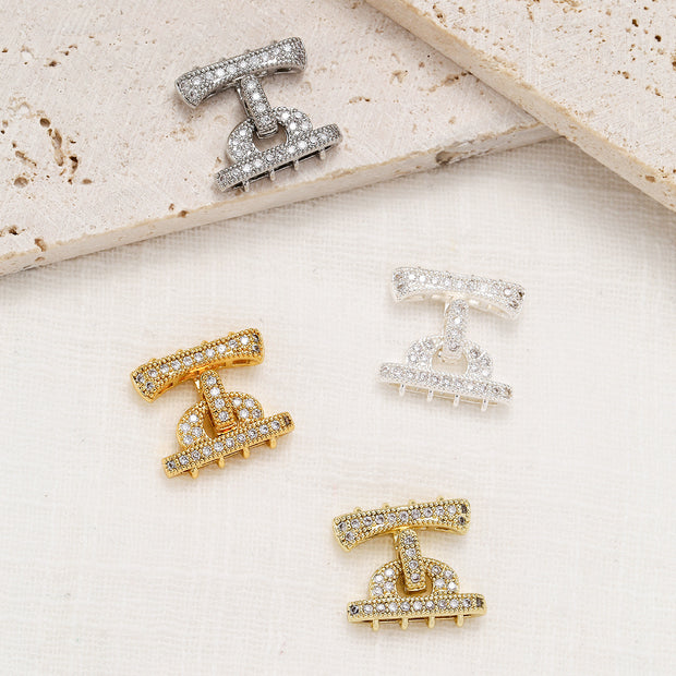 Luxury Micro Pave Zirconia Multi-Strand Clasp - 18K Gold Plated Jewelry Connector