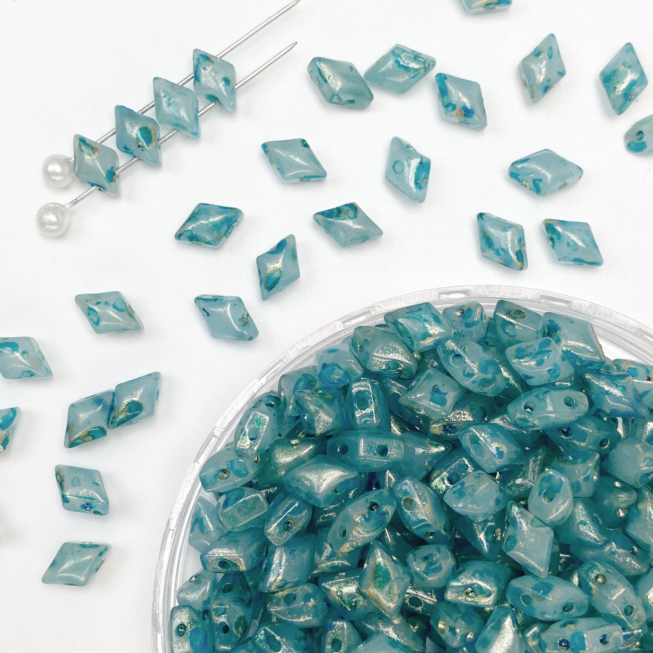 Picasso 2-hole Diamond-Duo Glass Beads For Jewelry Making