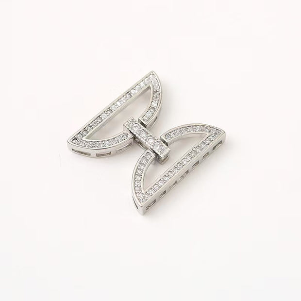 8K Gold Pave Zircon Symmetrical Semi-Circle Jewelry Clasp for Premium Bracelets