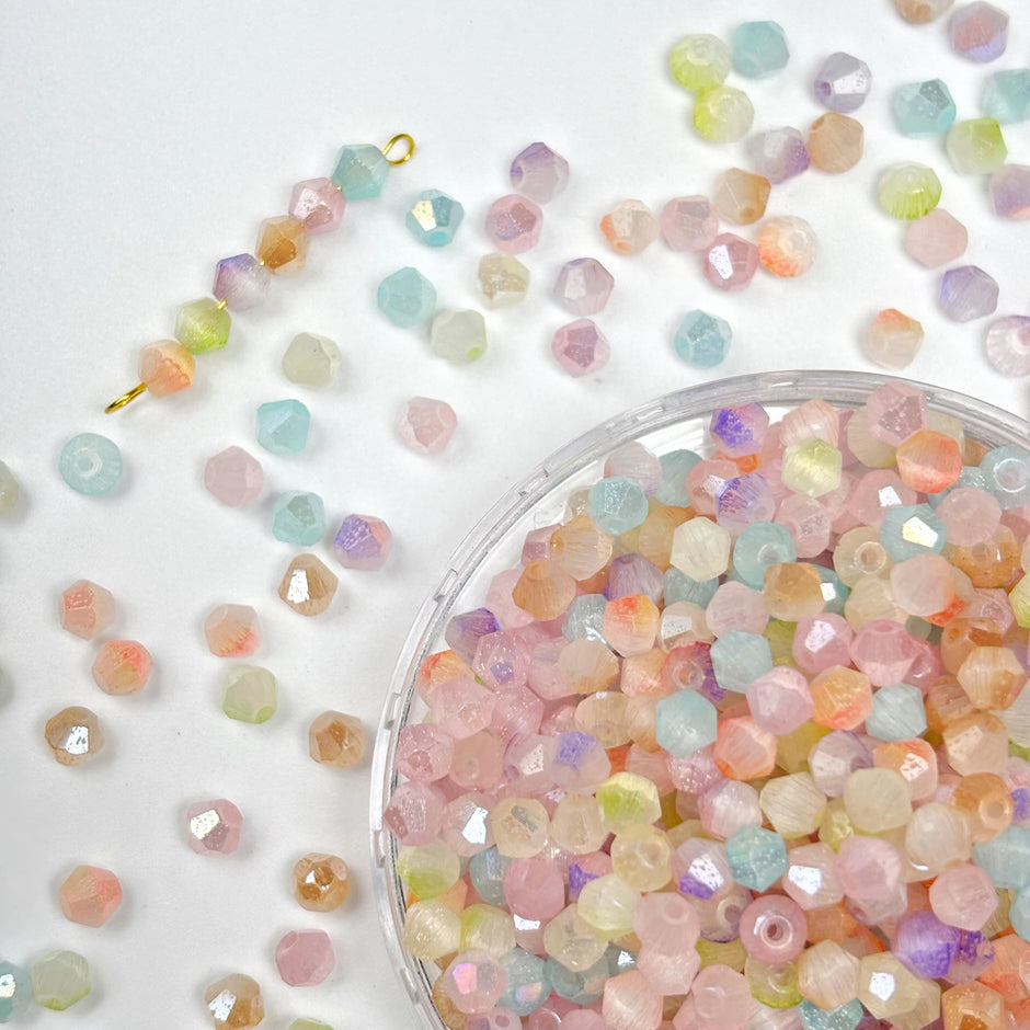 (H6) Mixed 4mm Luxury Bicone Shiny Cat Eye Customized Colour Glass Beads – Faceted Beads for Fine Jewelry Crafting