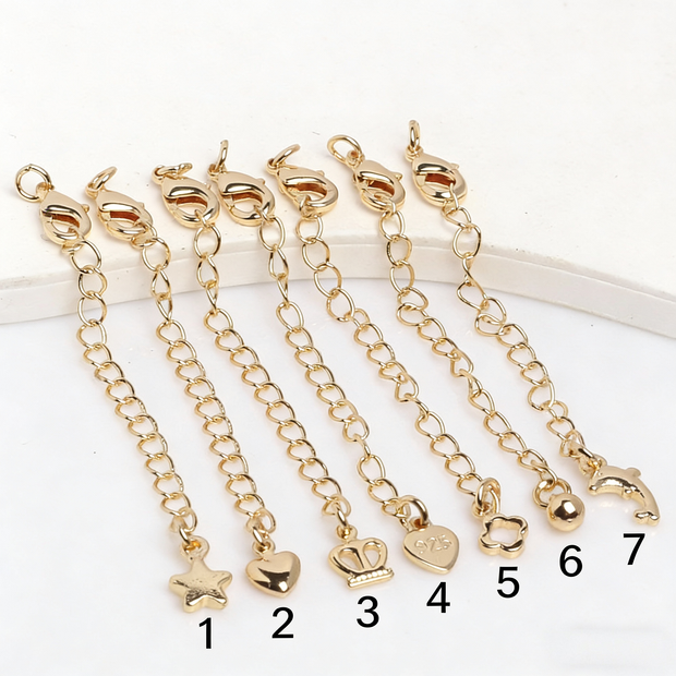 18K Real Gold Plated Lobster Clasp with Extension Chain Set - Adjustable Jewelry Connector