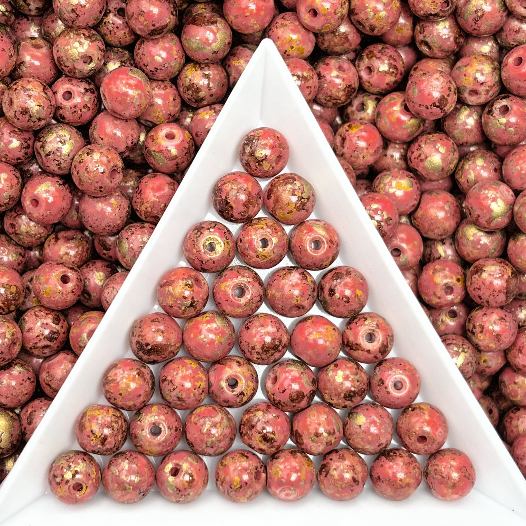 Picasso 6mm Glass  Round beads-Vintage Style Pearly Beads For DIY Jewelry Making