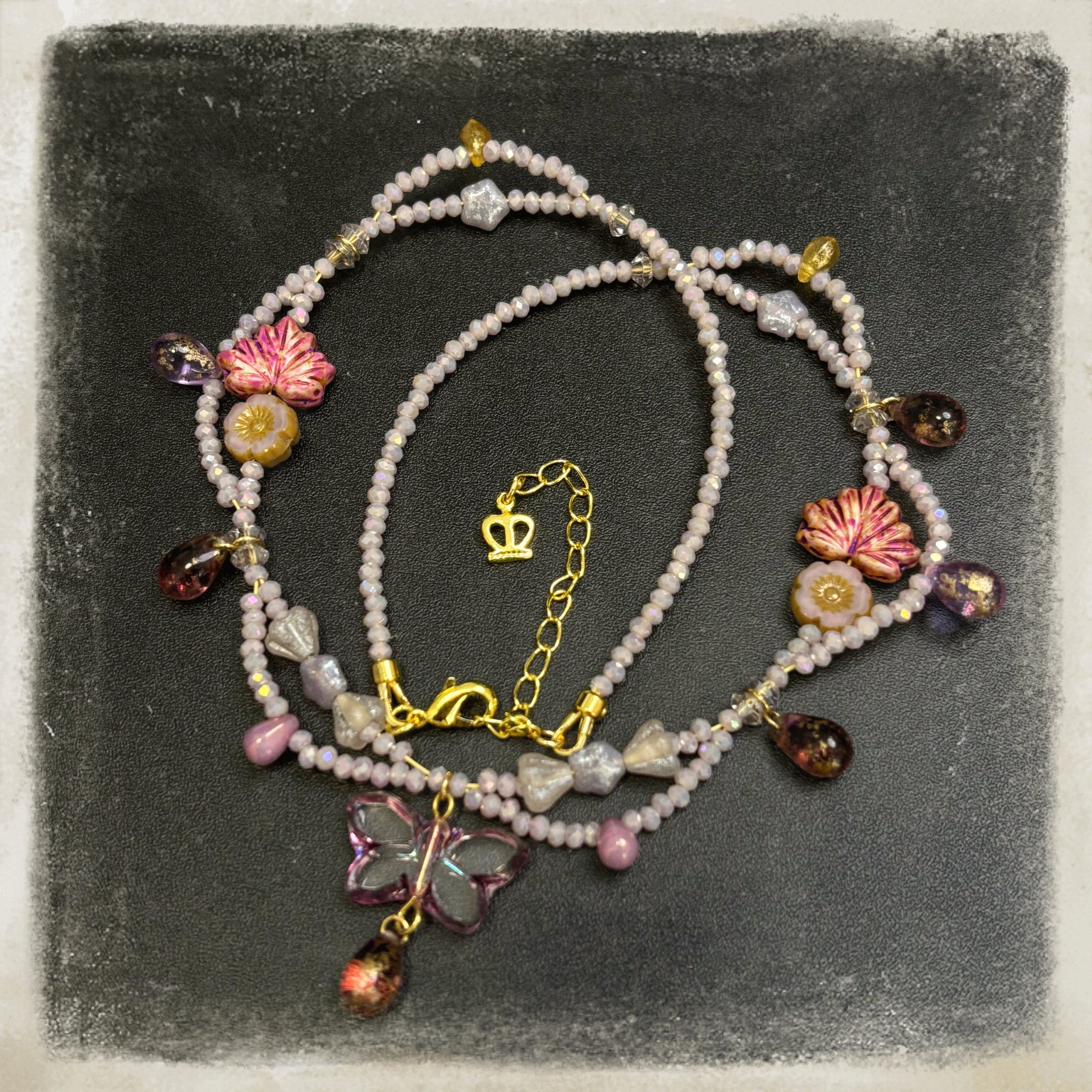 (N4) Lilac Sweet Style Butterfly Necklace Handmade