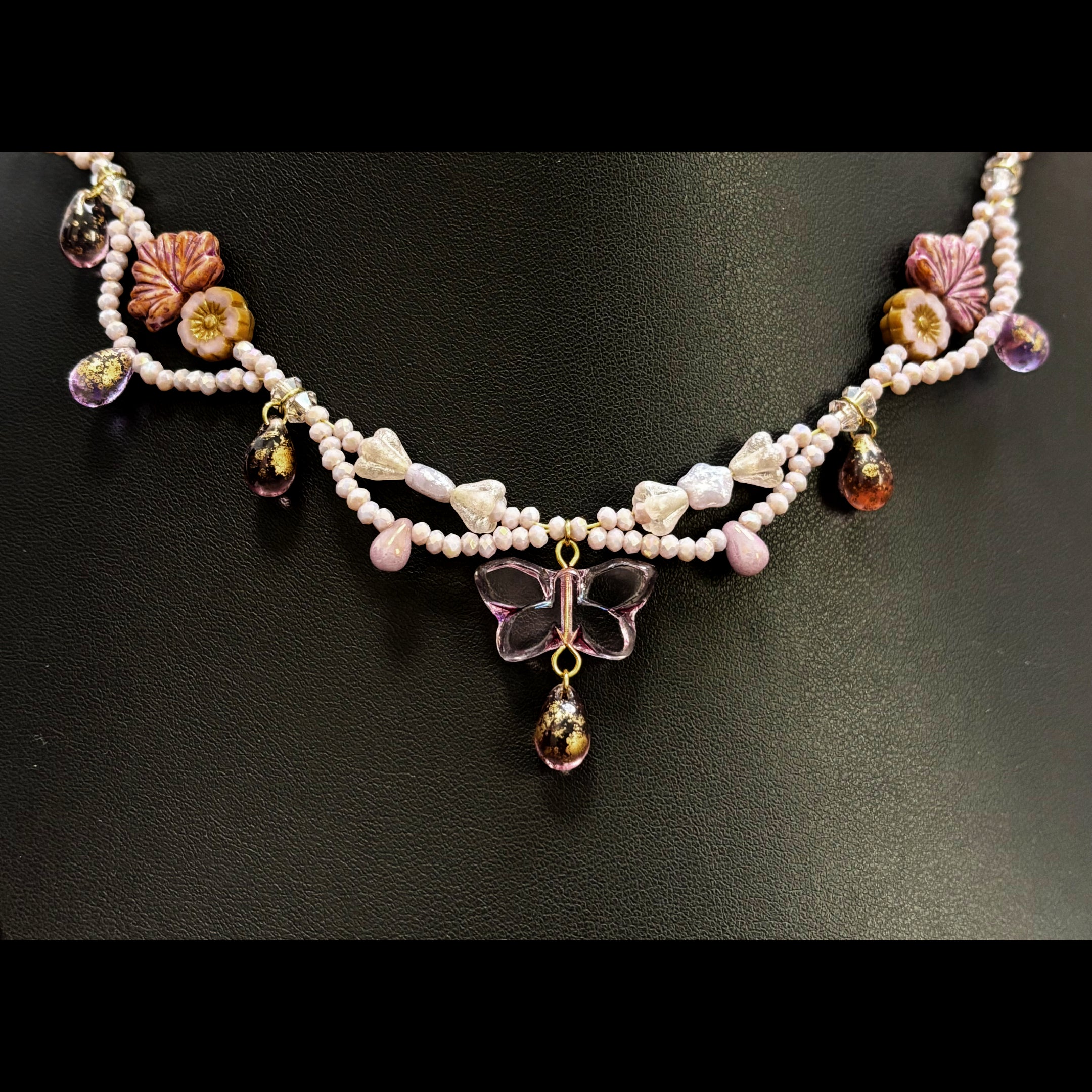 (N4) Lilac Sweet Style Butterfly Necklace Handmade