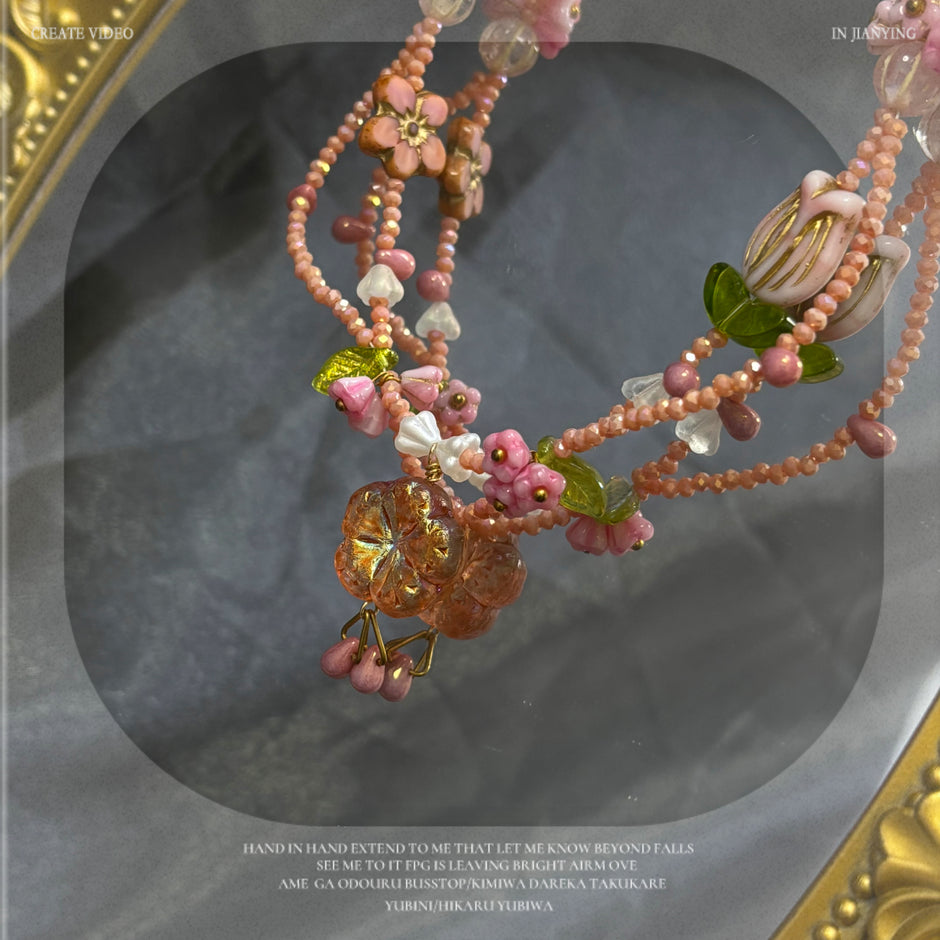 (N5）Czech Floral Garden Fairy Style Original Designed Necklace