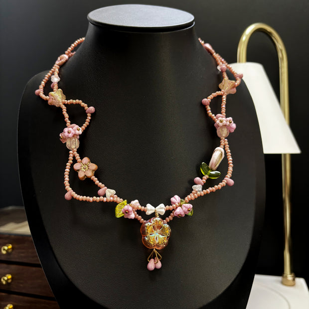 (N5）Czech Floral Garden Fairy Style Original Designed Necklace