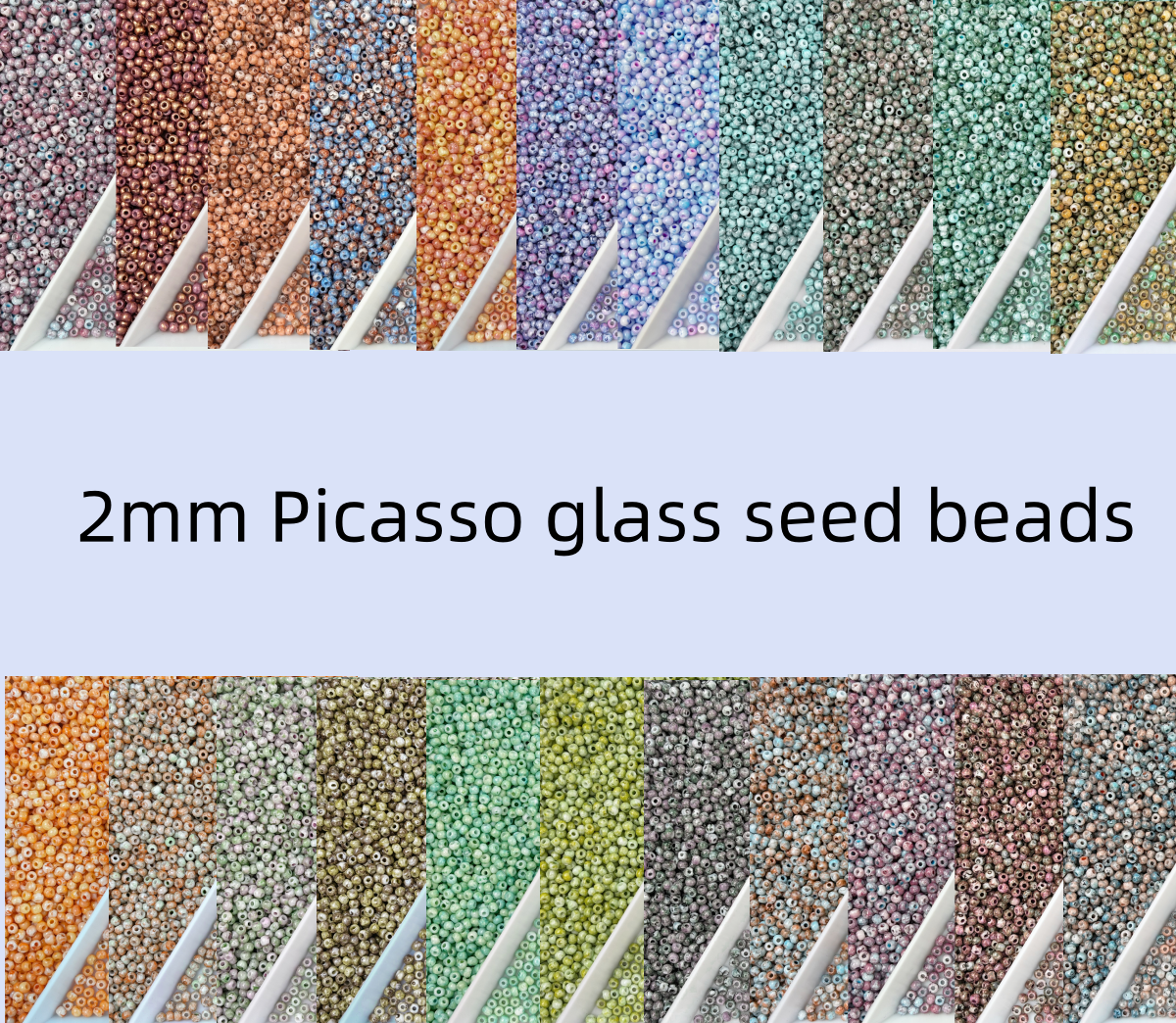 2mm Picasso Seed Beads - Czech Glass Iridescent Beads for DIY Bracelets Necklaces