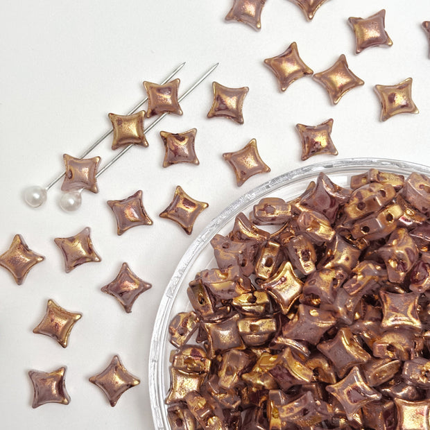 Picasso Style 2-Hole Four-Pointed Star Glass Beads - Custom Colorway