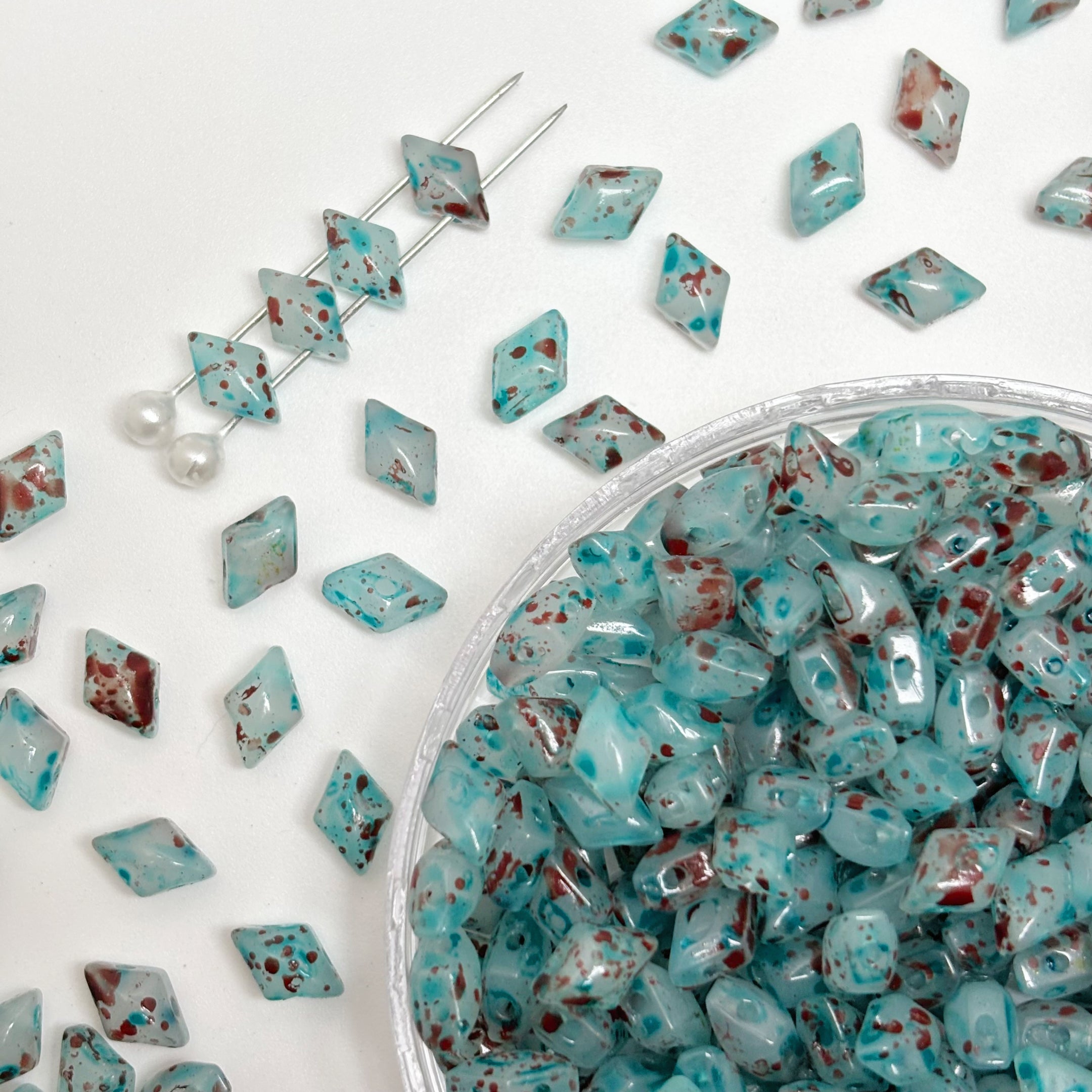 Picasso 2-hole Diamond-Duo Glass Beads For Jewelry Making