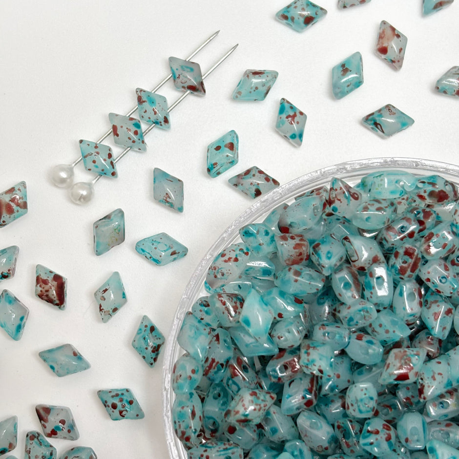 Picasso 2-hole Diamond-Duo Glass Beads For Jewelry Making