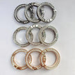 (JF18)25mm Rhinestone Spring Gate Rings - Sparkling Zinc Alloy Round Carabiner for Key chains, handbags etc