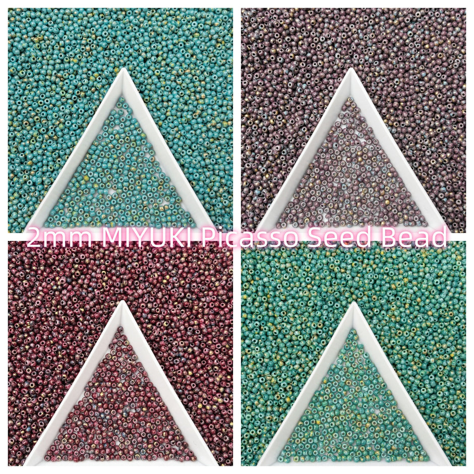 (P1)  2mm Picasso Seed Beads, Miyuki Compatible Glass Seed Beads For Jewelry Making