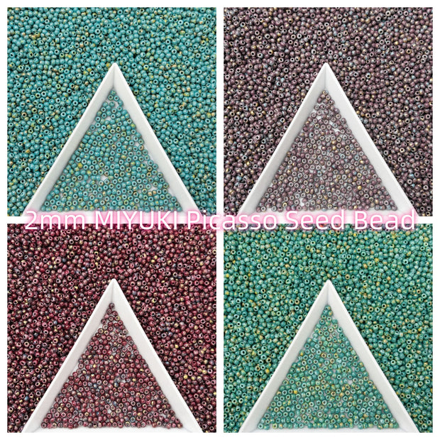 (P1)  2mm Picasso Seed Beads, Miyuki Compatible Glass Seed Beads For Jewelry Making