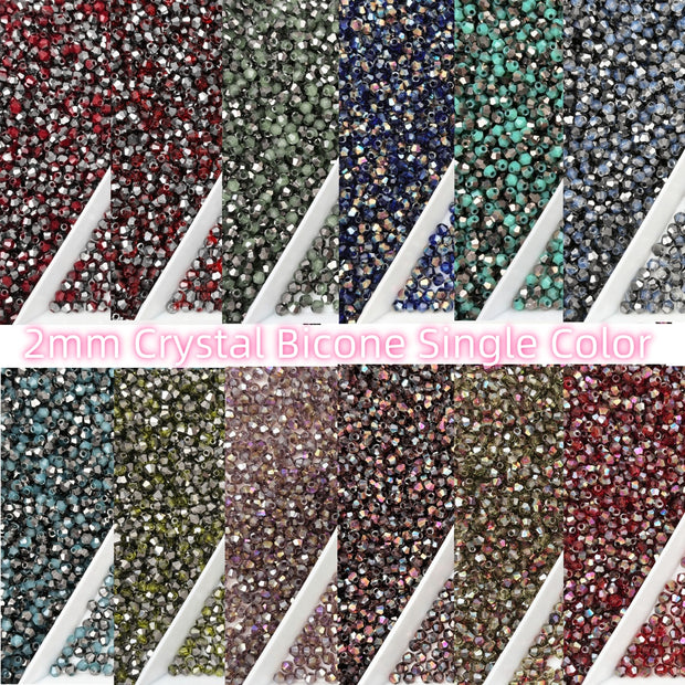 (T3) 2mm Bicone Beads High Temperature Glass Crystal Multicolor Jewelry Beads