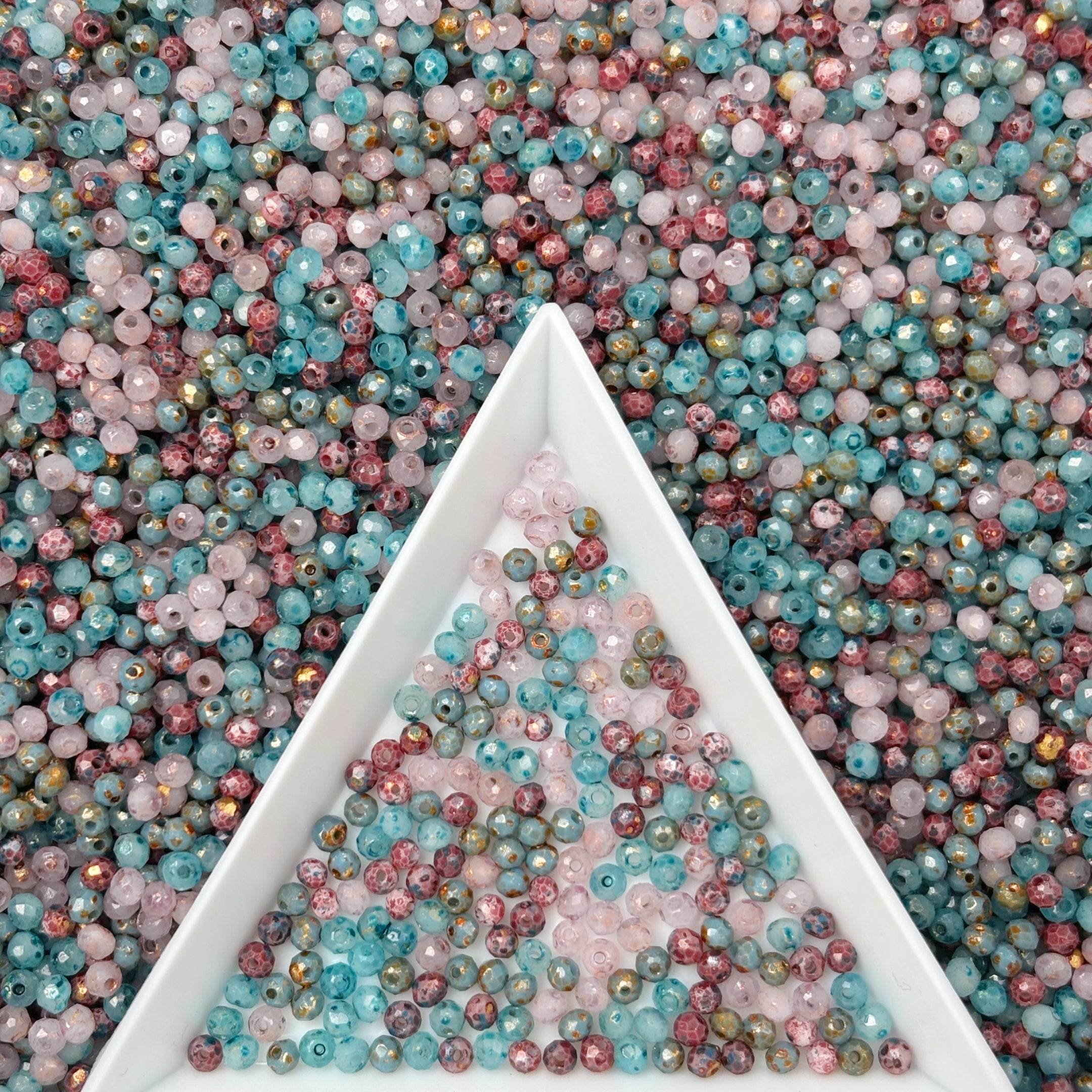 (P2) 2mm Picasso Faceted  Round Beads, Crystal Glass Beads For DIY Jewelry