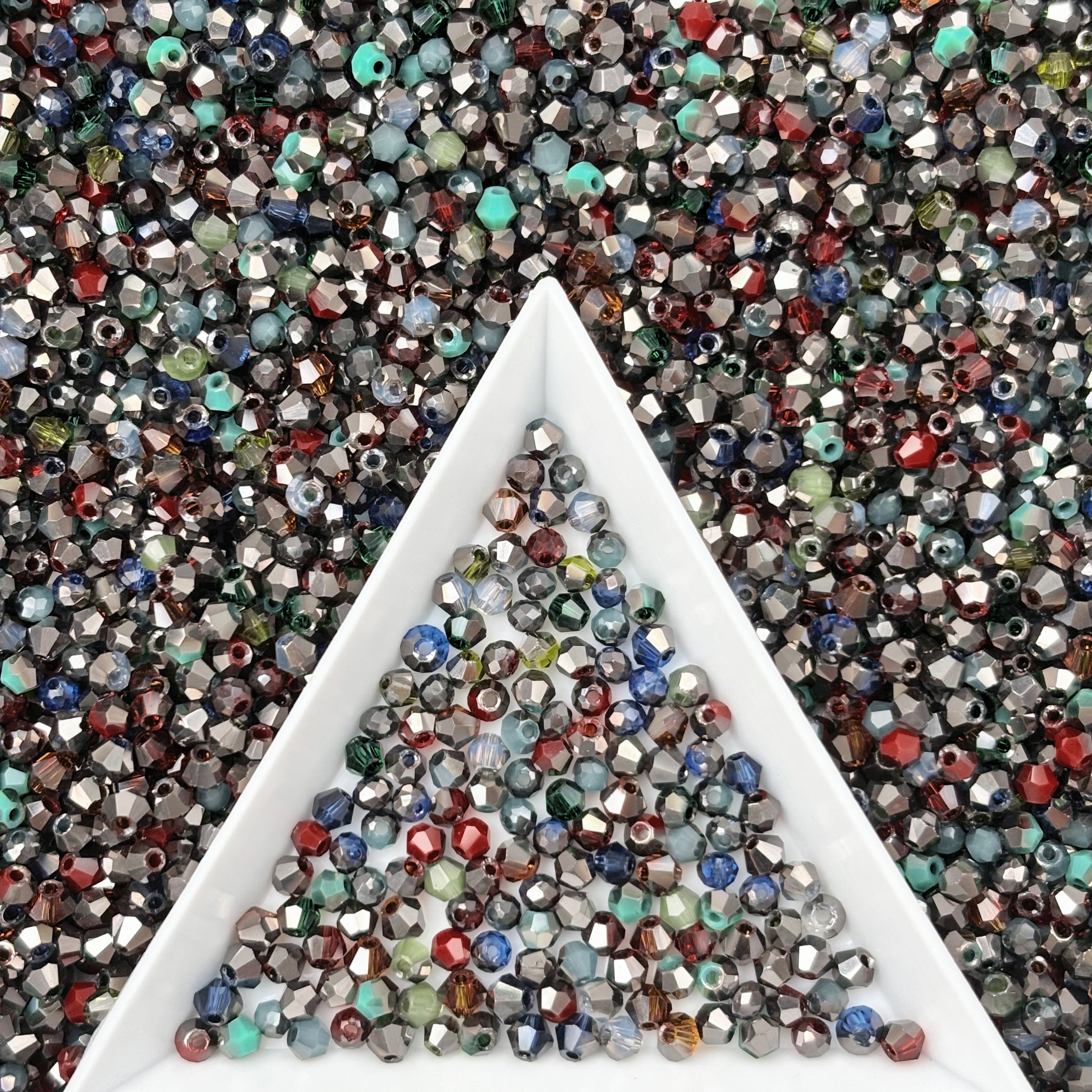 (T4) On Sale!!! 2mm Mix of Bicone and Round Beads High Temperature Glass Crystal Multicolor Jewelry Beads
