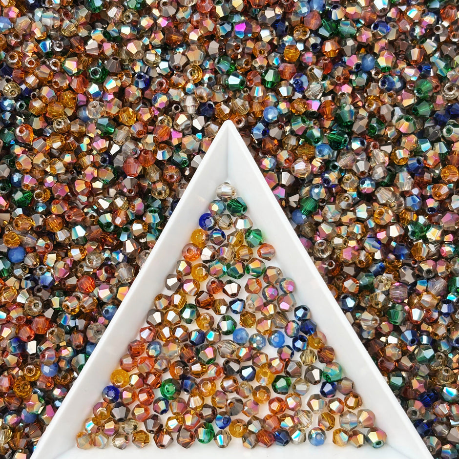 (T4) On Sale!!! 2mm Mix of Bicone and Round Beads High Temperature Glass Crystal Multicolor Jewelry Beads