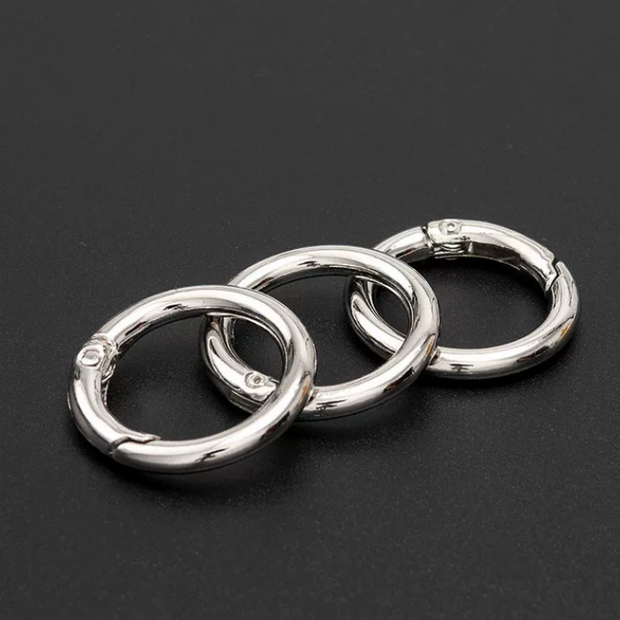 25mm Zinc Alloy Spring Gate Rings - High Color Retention Round Carabiner for DIY Making