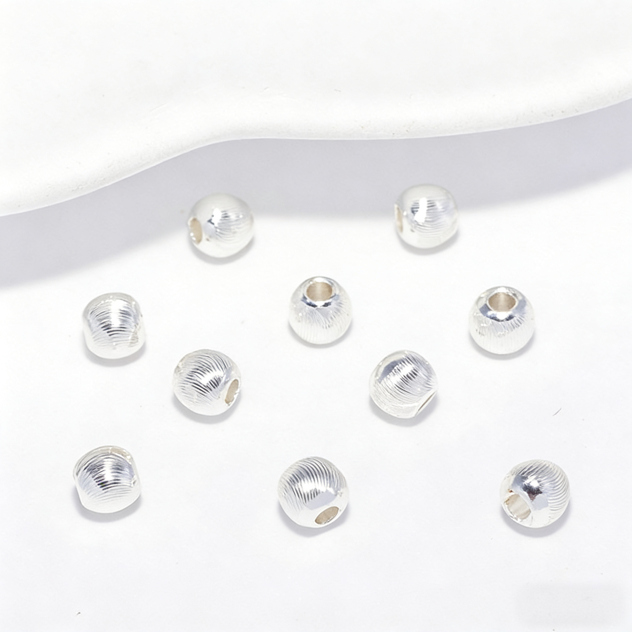 (JF15) 18K Real Gold Plated Faceted Cat-Eye Beads - Textured Round Spacer Beads for Jewelry Making