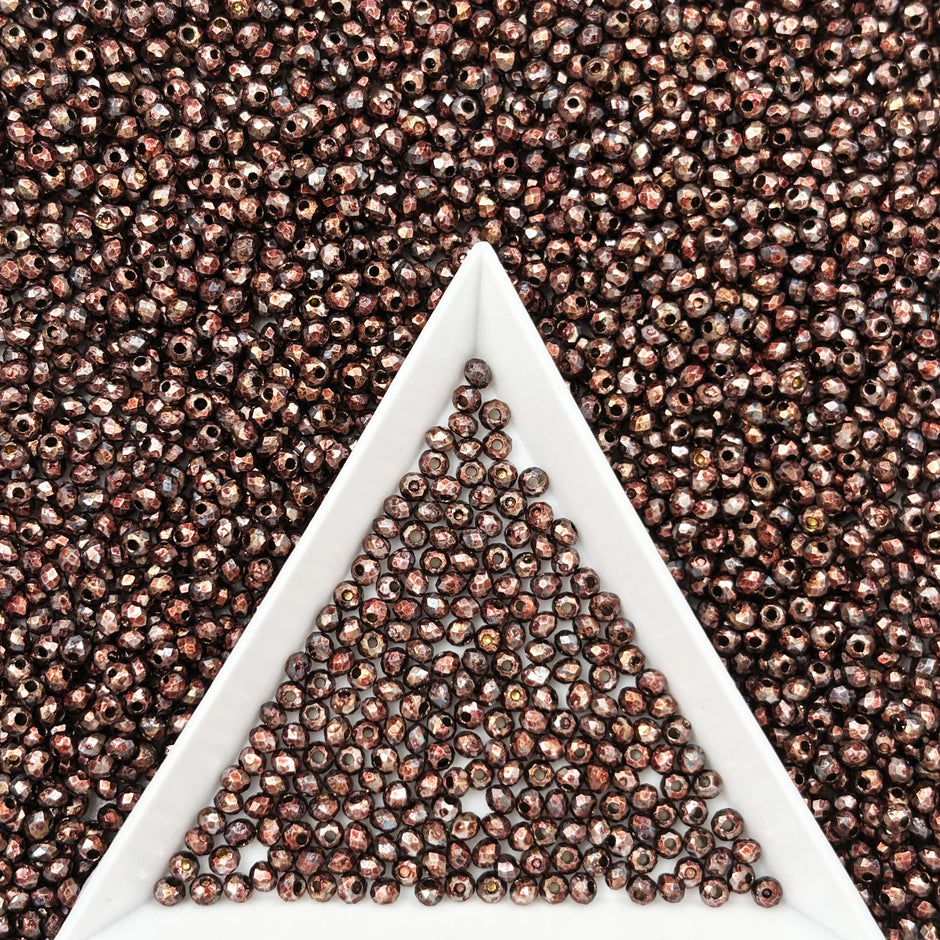 (P2) 2mm Picasso Faceted  Round Beads, Crystal Glass Beads For DIY Jewelry