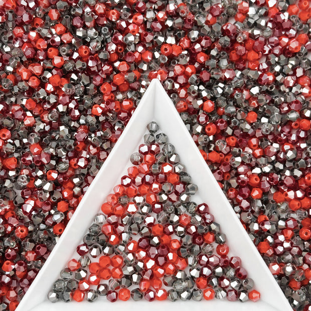 (T4) On Sale!!! 2mm Mix of Bicone and Round Beads High Temperature Glass Crystal Multicolor Jewelry Beads