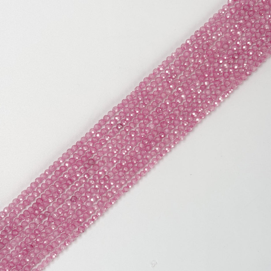 (H2) 2mm Zircon Icy Flower Gradient Pink Crystal Beads, Faceted Perforated Loose Beads for Jewelry Making DIY