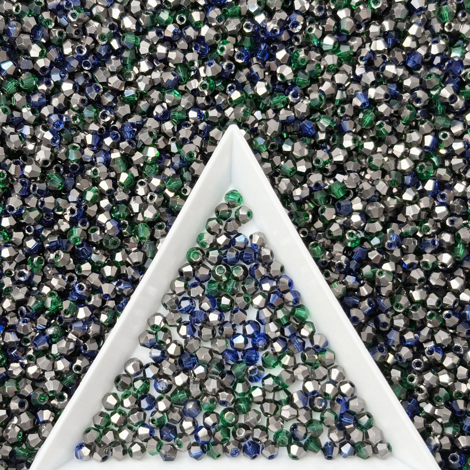 (T4) On Sale!!! 2mm Mix of Bicone and Round Beads High Temperature Glass Crystal Multicolor Jewelry Beads